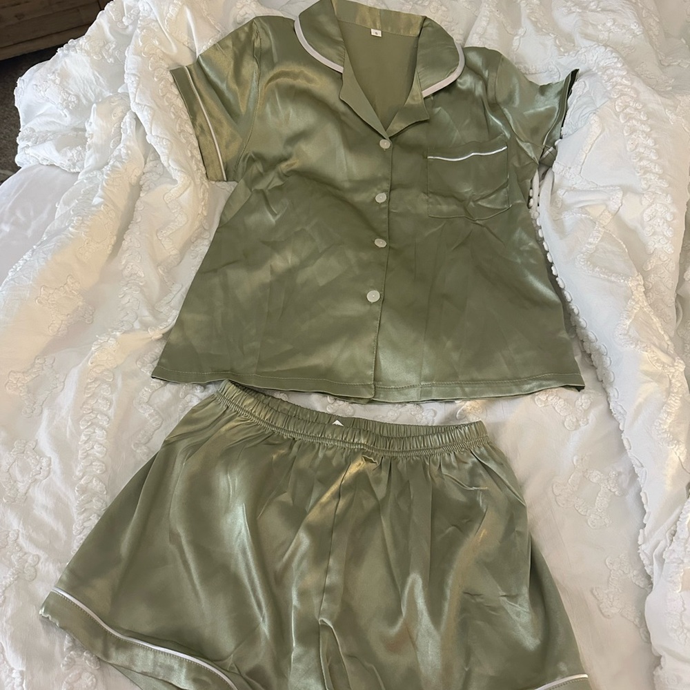 Satin Green Pajama Set